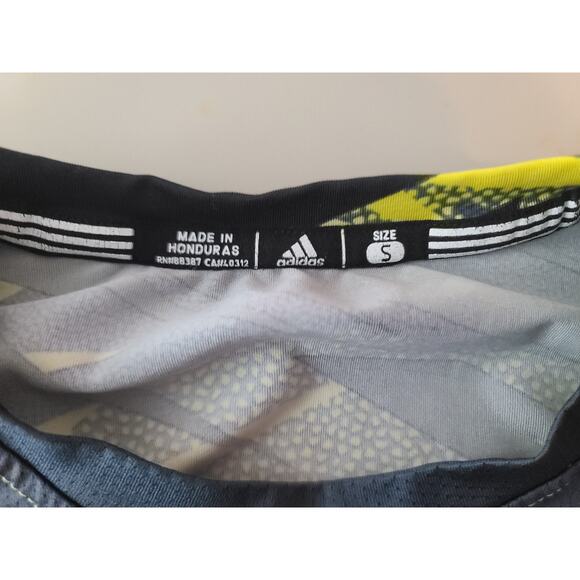 Adidas yellow black short sleeve rashguard baselayer shirt - small - Picture 2 of 4